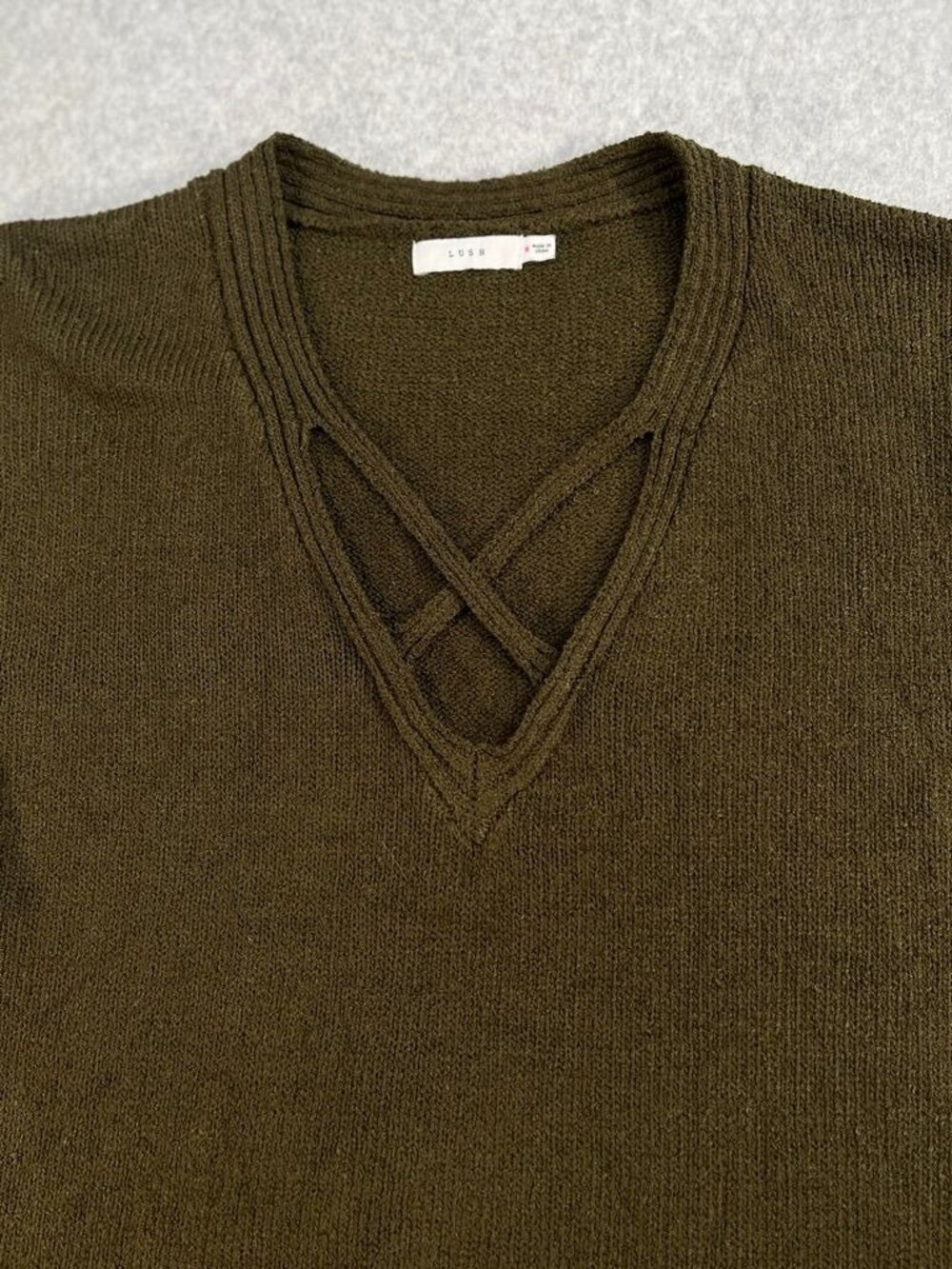 Lush Tunic Length Olive Green Oversized Comfy Sweater Size Medium M Long Sleeve